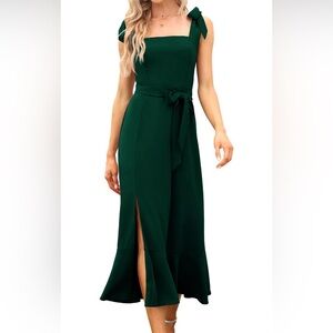 Green Shoulder Tie Dress
